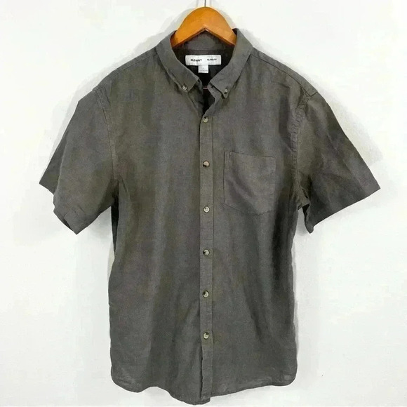 Old Navy linen relaxed fit button up short sleeve shirt - Picture 1 of 3